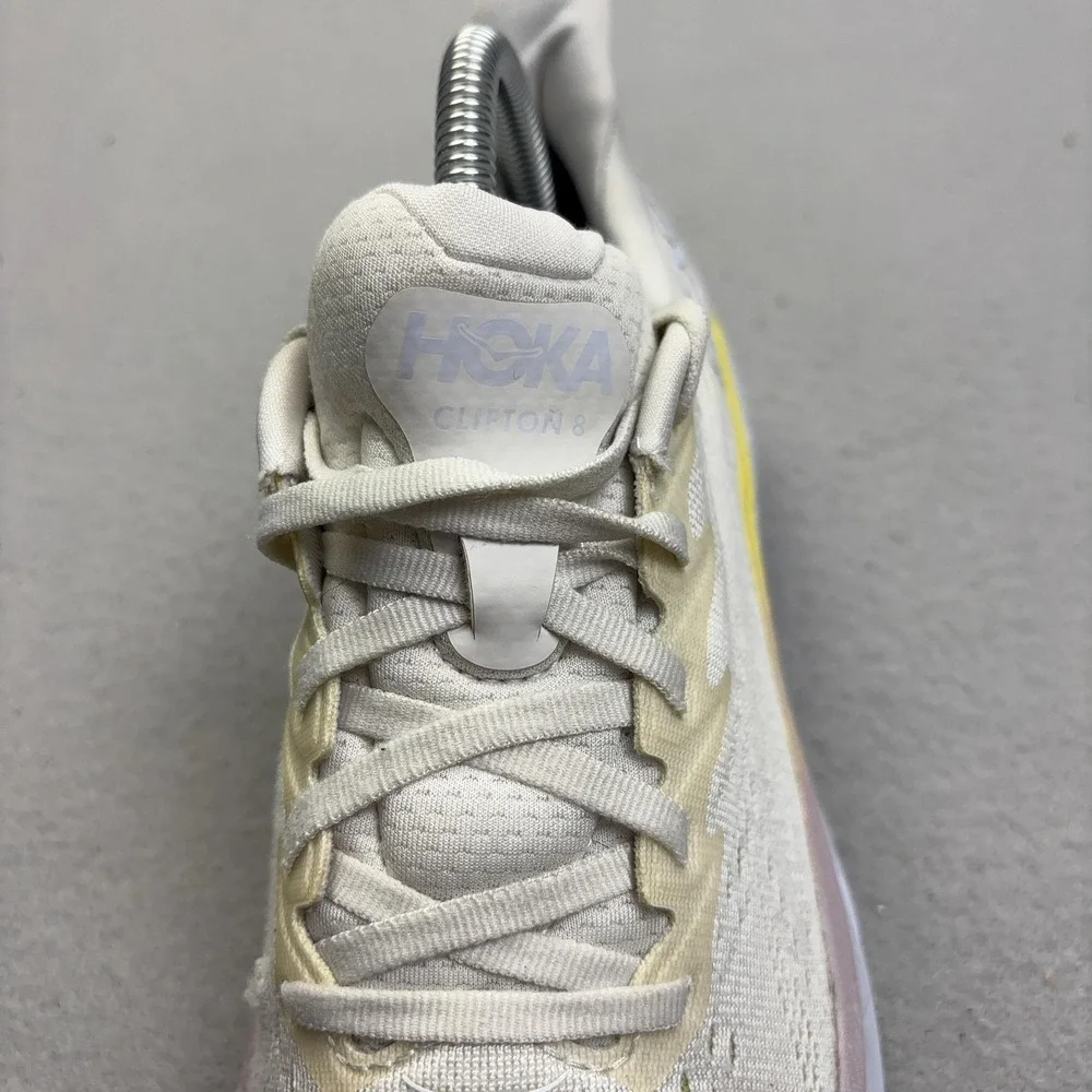Hoka One One Clifton 8 Shoes Womens Size 8.5 White Sneakers 1119394 BDBBW